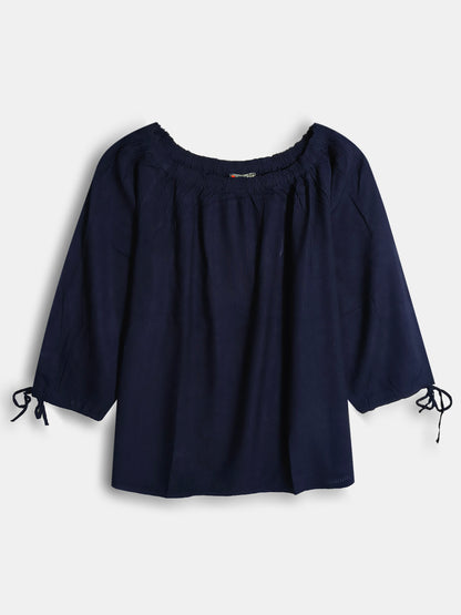 Ladies Gypsy Neck Navy Top