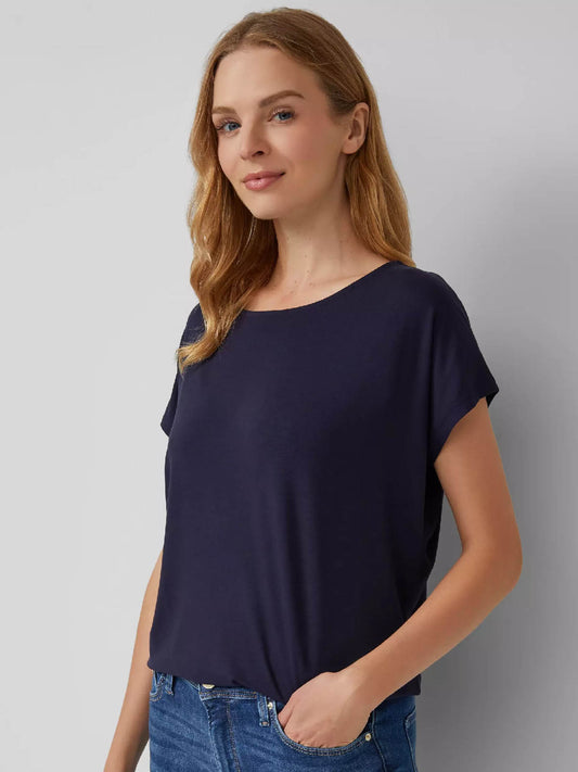 Ladies Navy Viscose Top