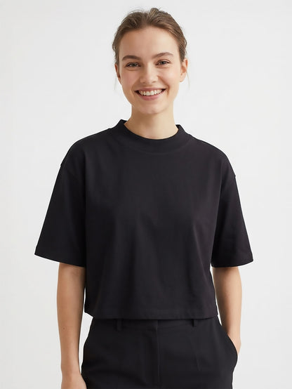 Ladies Boxy Fit Black T-Shirt