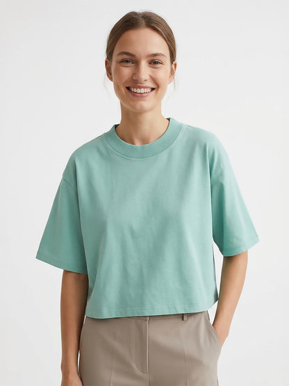 Ladies Boxy Fit Teal T-Shirt