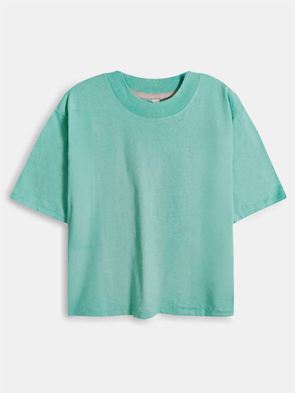 Ladies Boxy Fit Teal T-Shirt