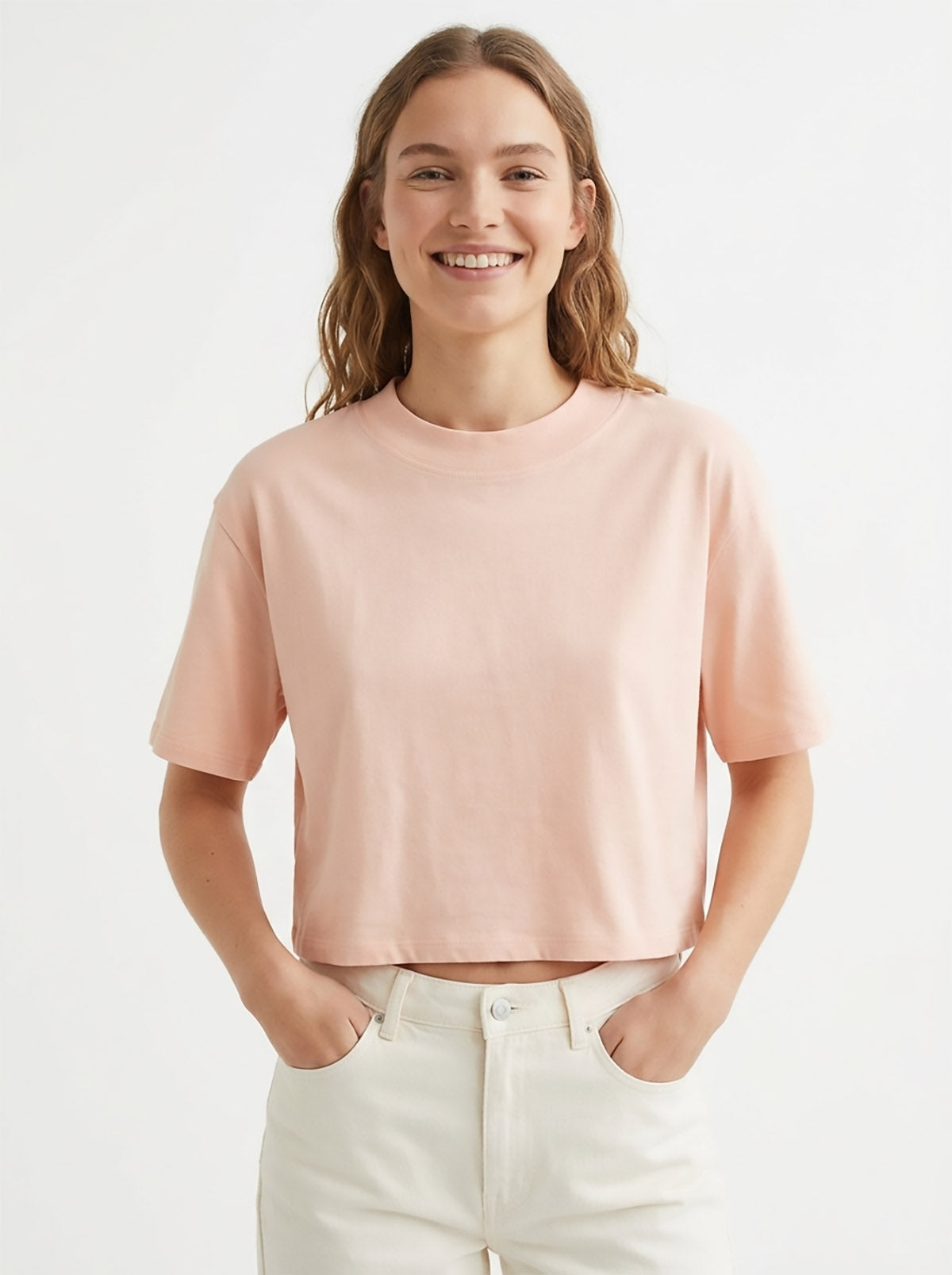 Ladies Boxy Fit Peach T-Shirt