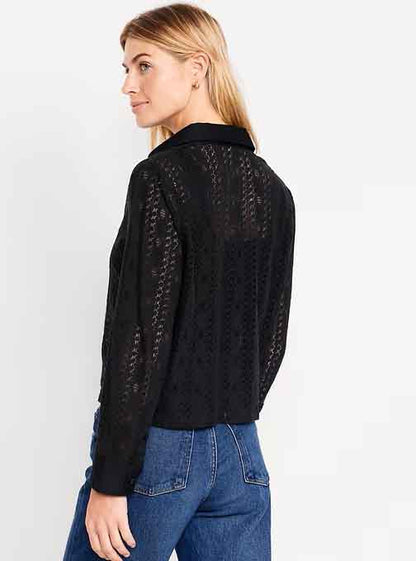 Ladies Lace Button-Down Shirt