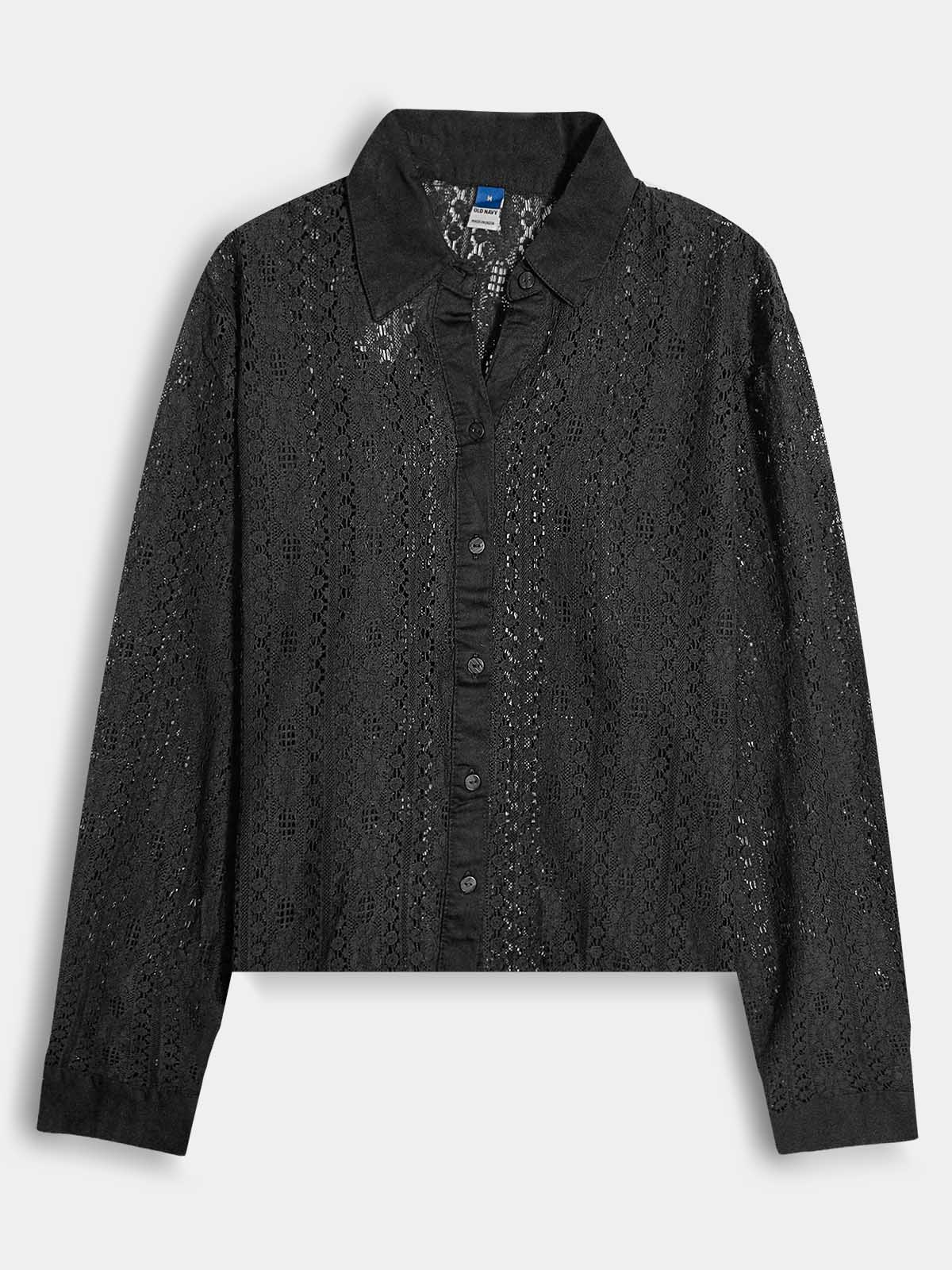 Ladies Lace Button-Down Shirt