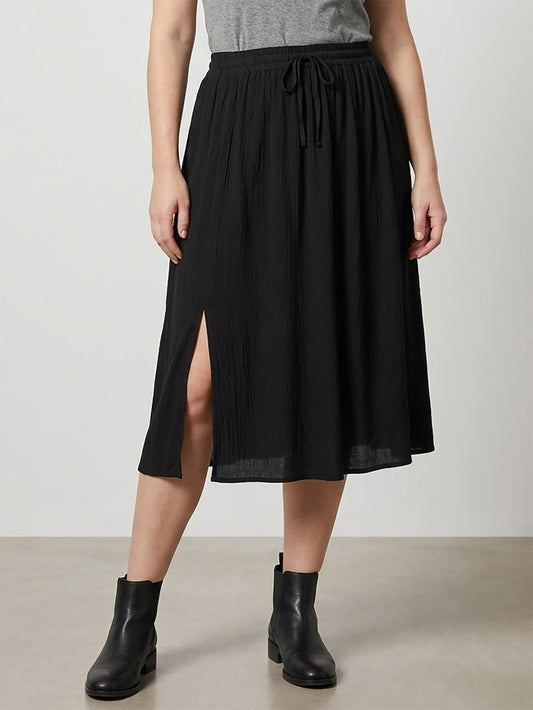 Ladies Viscose Crinkle Woven Skirt