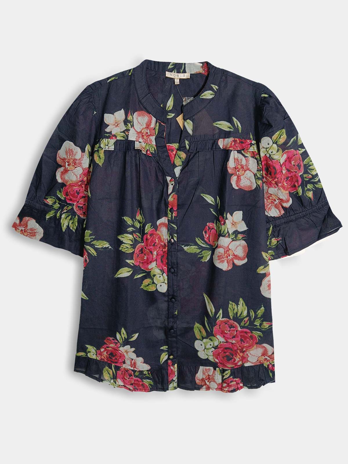 Ladies Printed Woven Grey Blouse