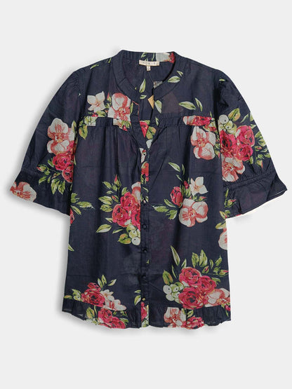 Ladies Printed Woven Grey Blouse