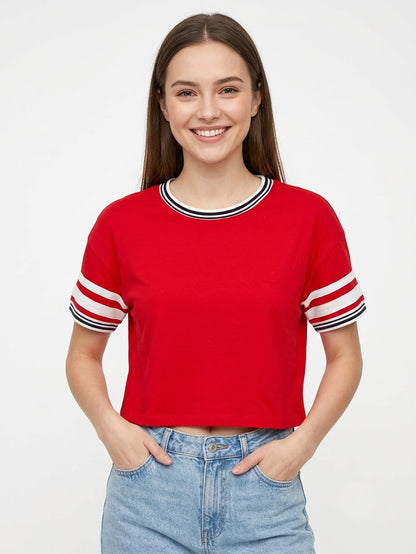 Ladies Cropped Ringer T-Shirt