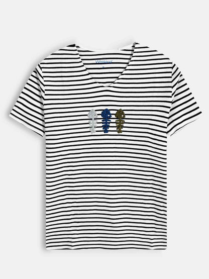 Ladies V- Neck Striped top