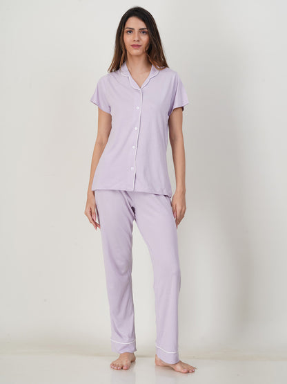 Ladies Sleepwear Pyjama Set Lavender