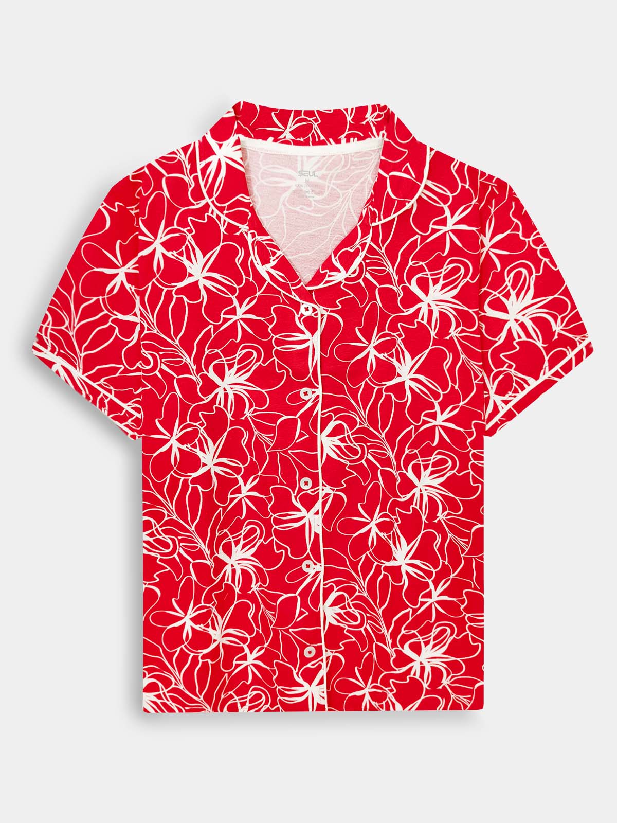 Ladies Sleepwear Pyjama Set Red AOP