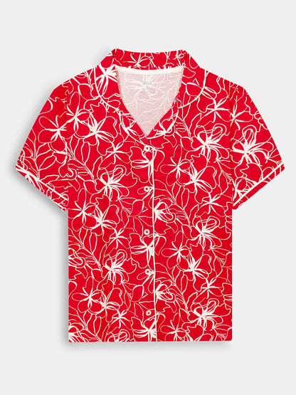 Ladies Sleepwear Pyjama Set Red AOP