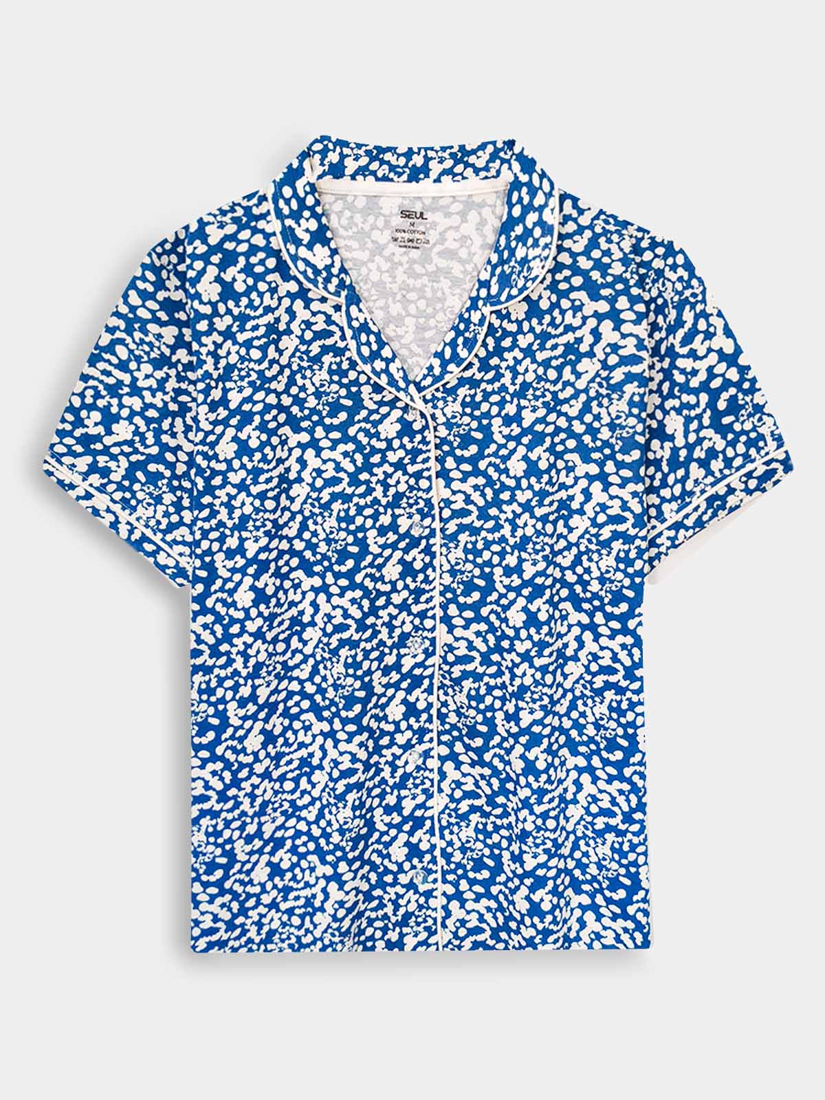 Ladies Sleepwear Pyjama Set Blue AOP