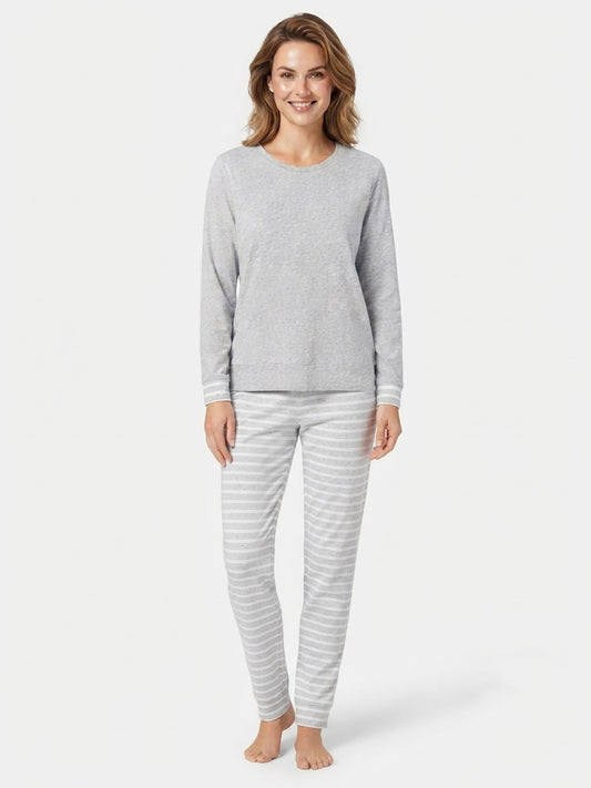Ladies Grey Melange Pyjama Set