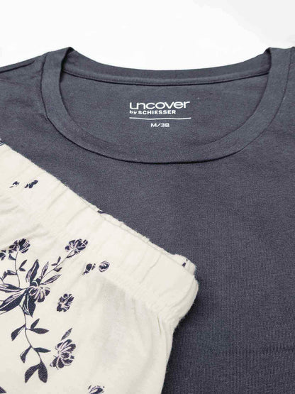Ladies Grey-White Pyjama Set