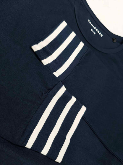 Ladies Navy Striped Pyjama Set