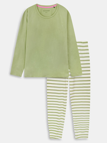 Ladies Olive Stripped Pyjama Set