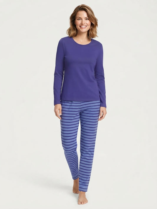 Ladies Blue Stripped Pyjama Set