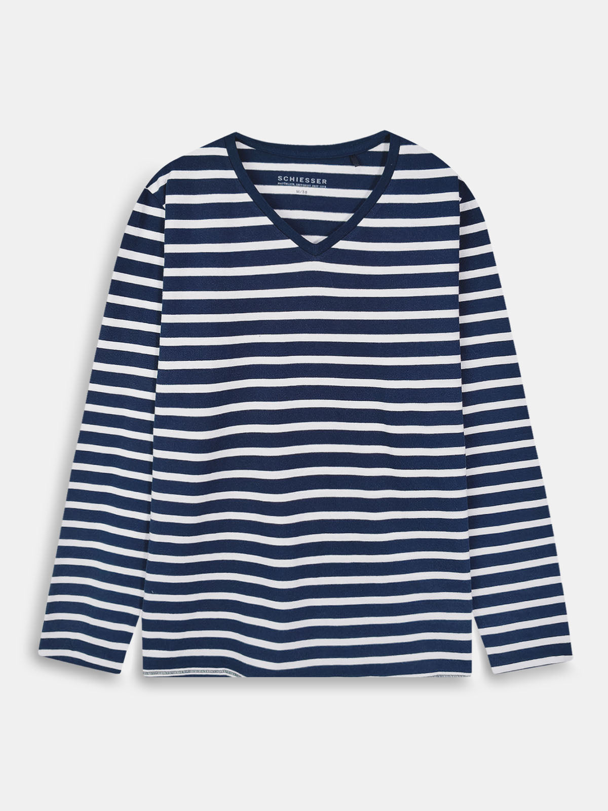 Ladies Striped Navy Pyjama Set