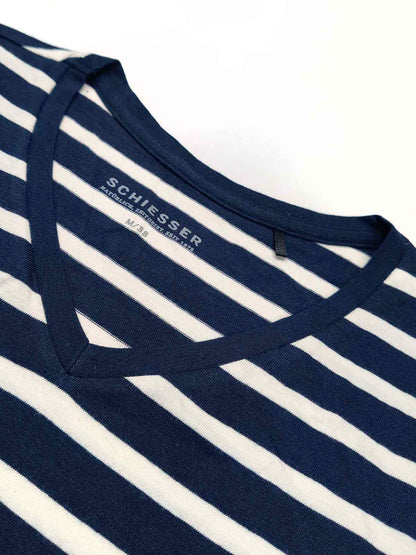 Ladies Striped Navy Pyjama Set