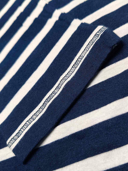 Ladies Striped Navy Pyjama Set