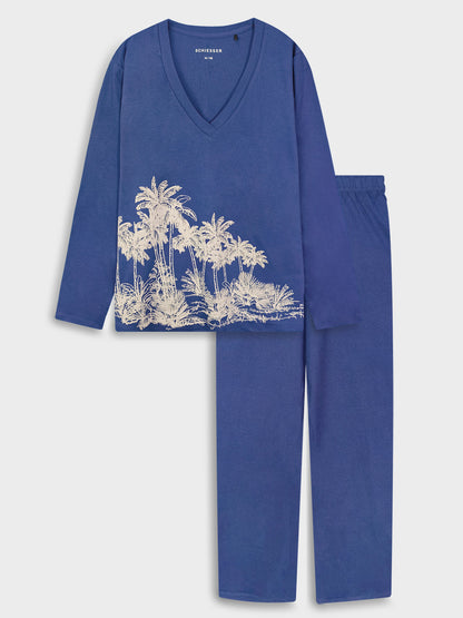 Ladies Printed Blue Pyjama Set