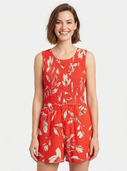 Ladies Orange AOP Dungaree