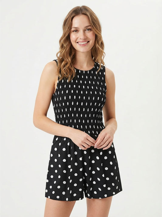 Ladies Black AOP Dungaree