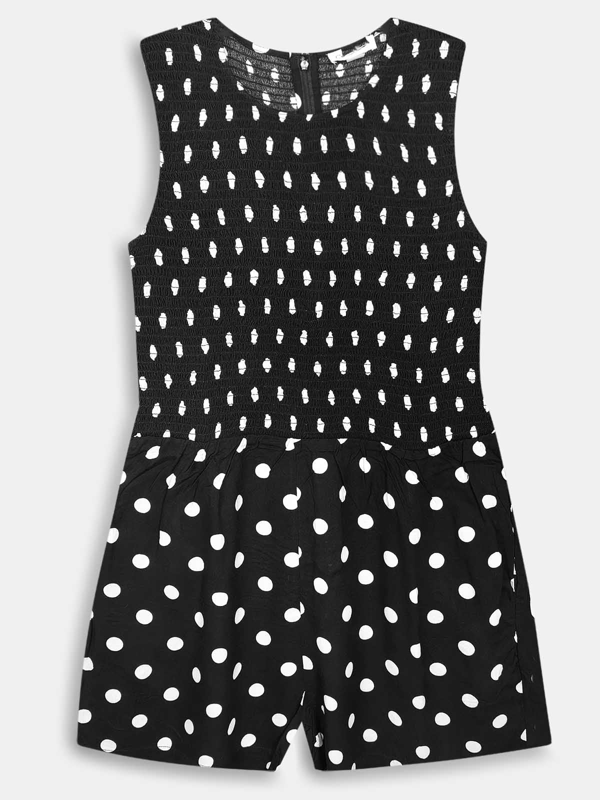 Ladies Black AOP Dungaree