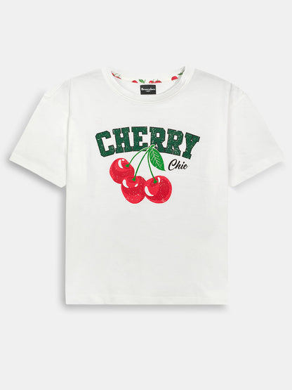 Ladies  Cherry Printed Shorty Set