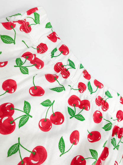 Ladies  Cherry Printed Shorty Set
