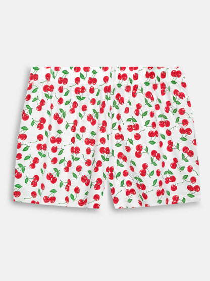Ladies  Cherry Printed Shorty Set