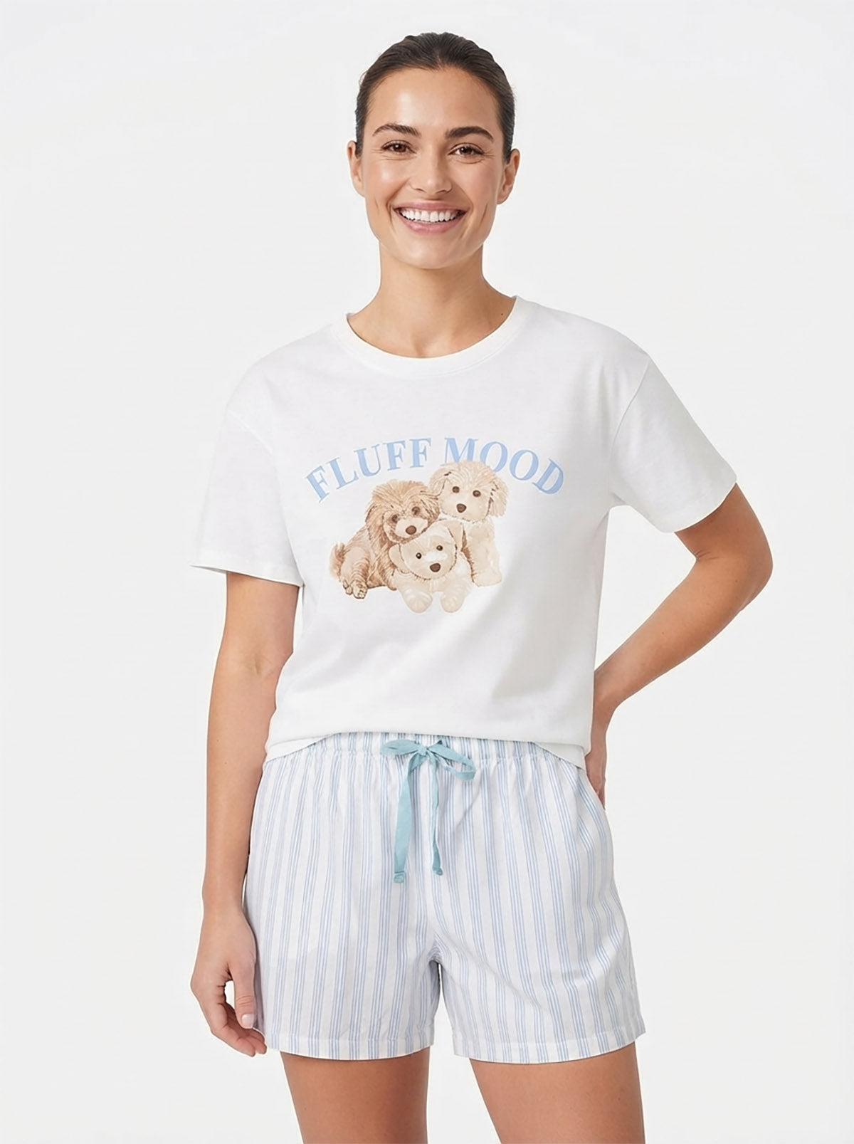 Ladies Puppy Printed Shorty Set