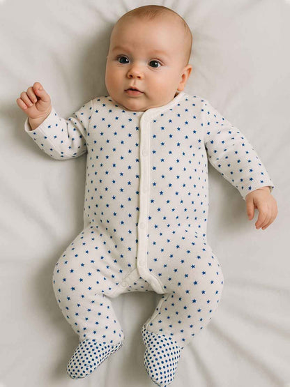 Baby Terry Sleepsuits White AOP