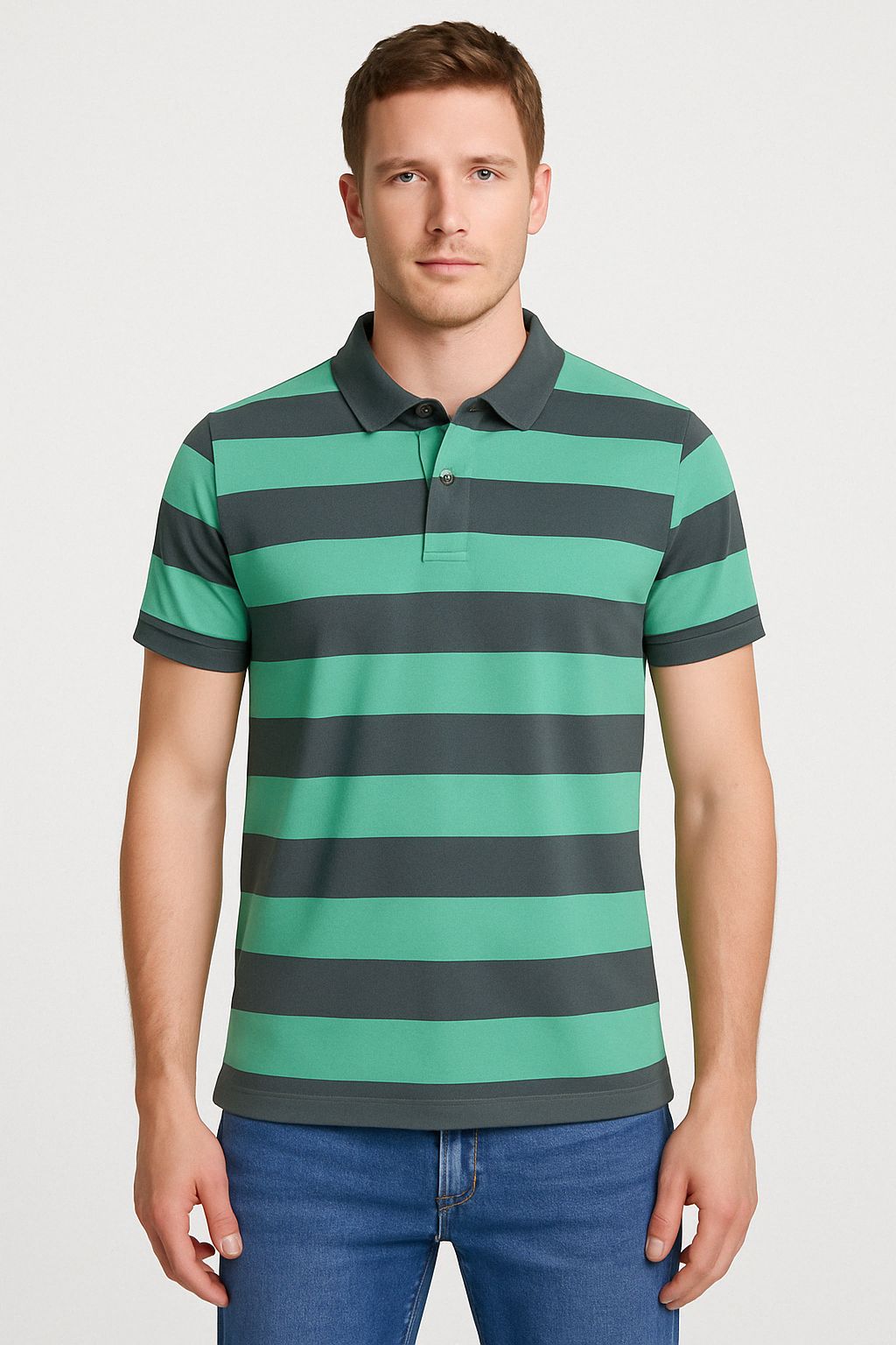 Mens Rugby Striped Polo