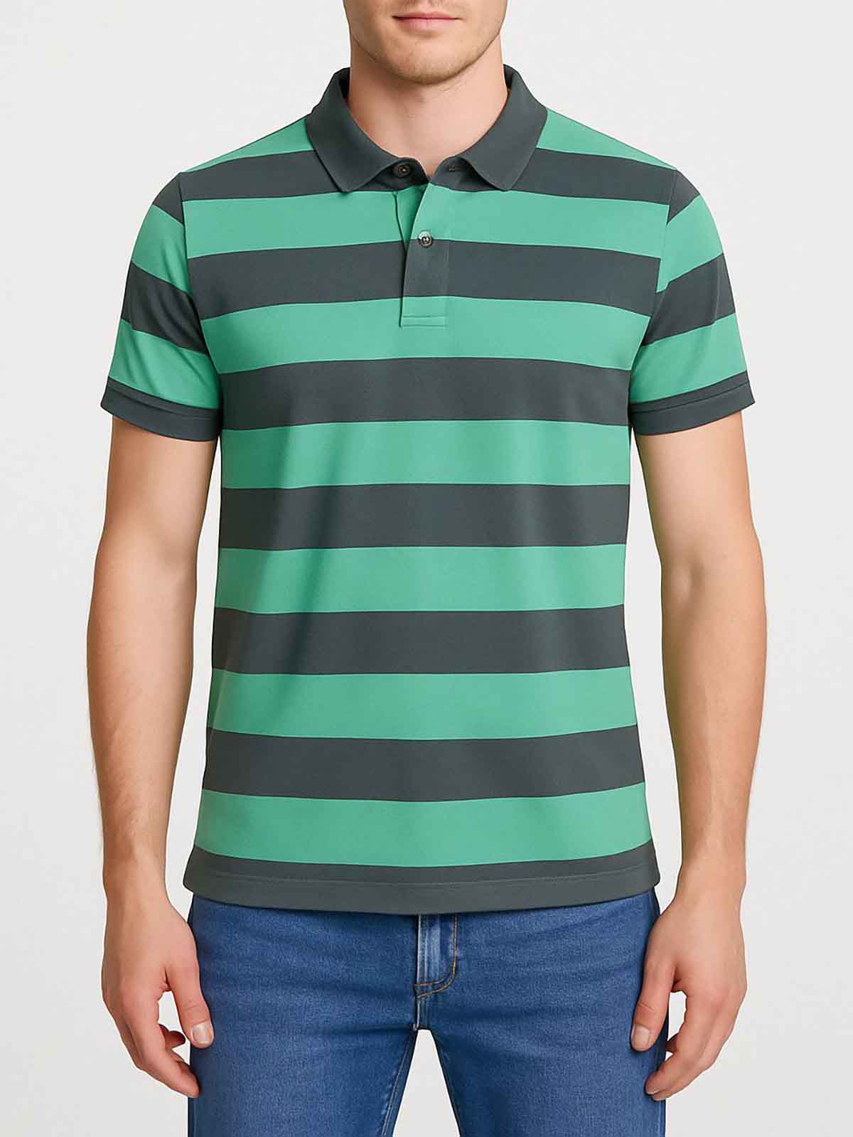 Mens Rugby Striped Polo