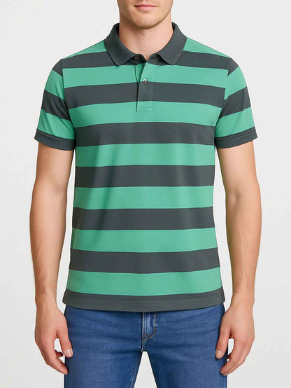 Mens Rugby Striped Polo