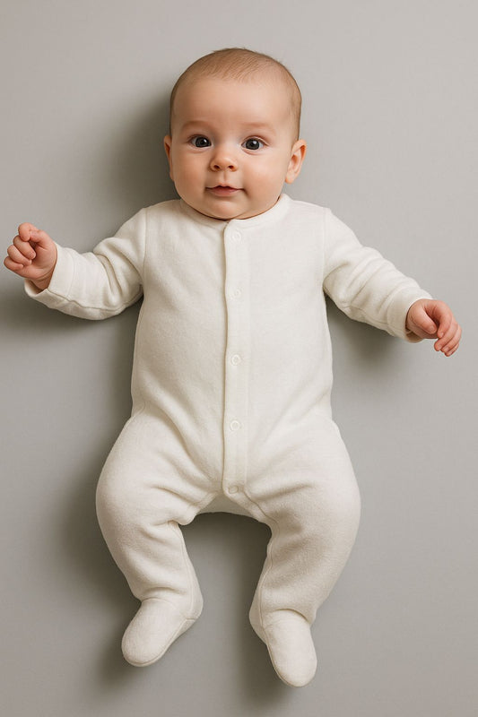Baby Terry Sleepsuits White