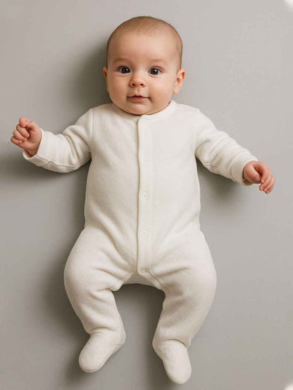 Baby Terry Sleepsuits White