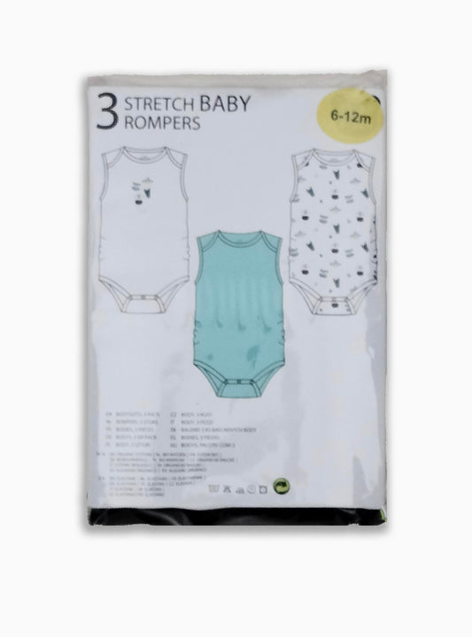 Baby 3 pack Sleeveless Stretch Bodysuits