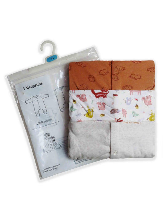 Baby 3 pack Sleepsuits Assorted