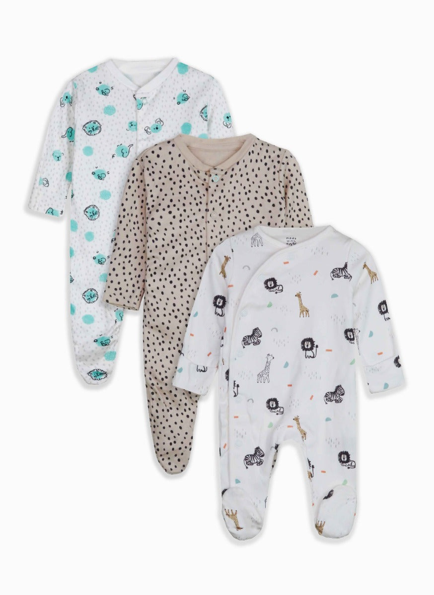 Baby 3 pack Sleepsuits Assorted