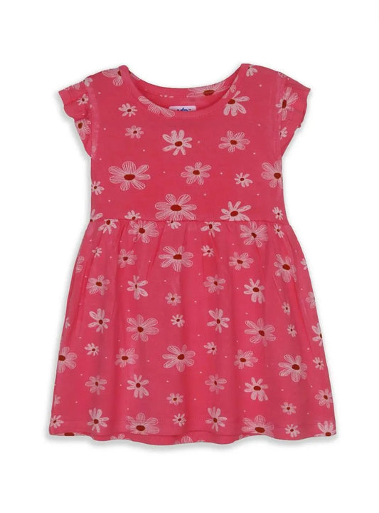 Baby Girls Pink Flower Viscose Dress