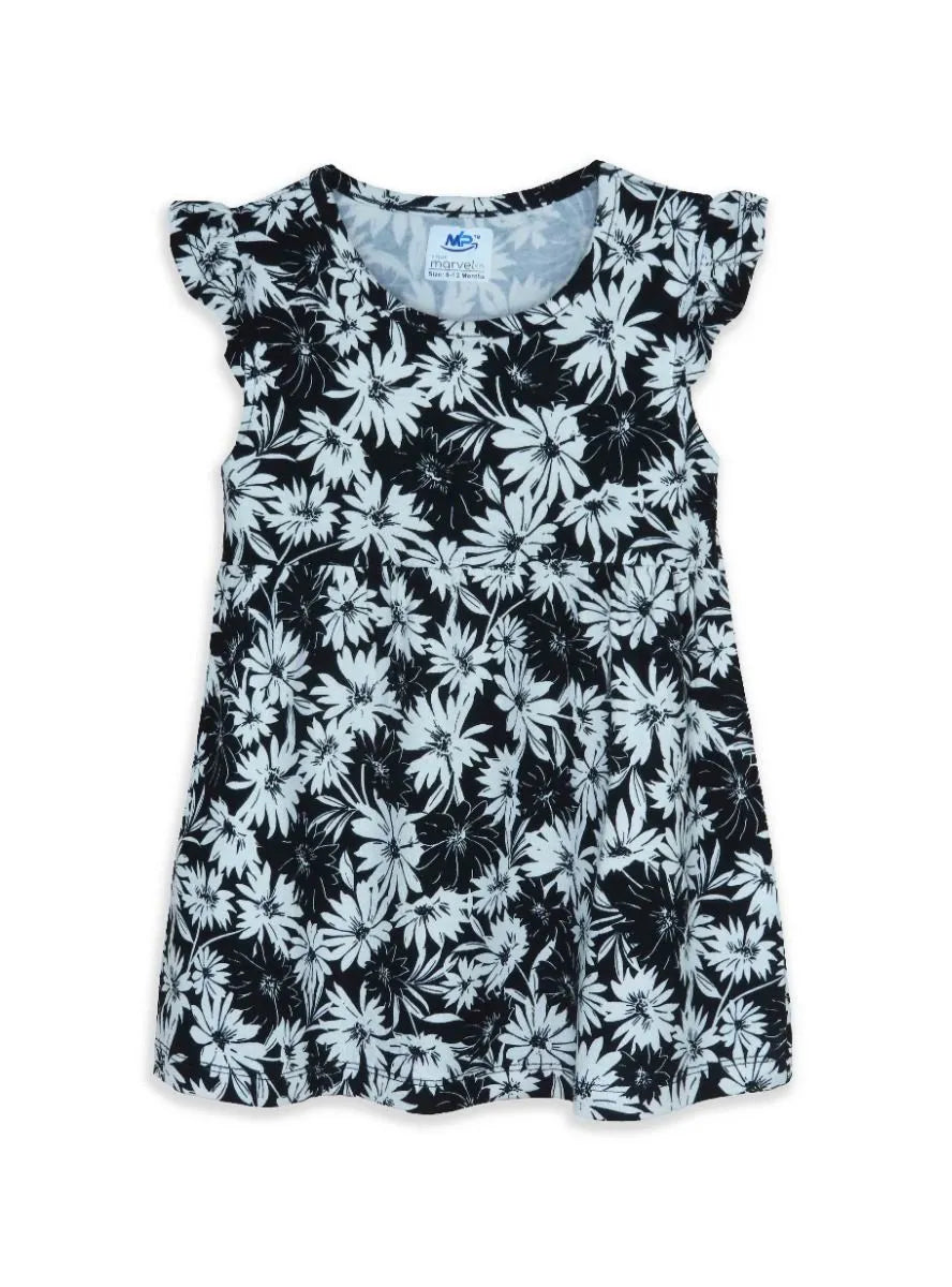 Baby Girls Black Flower Viscose Dress