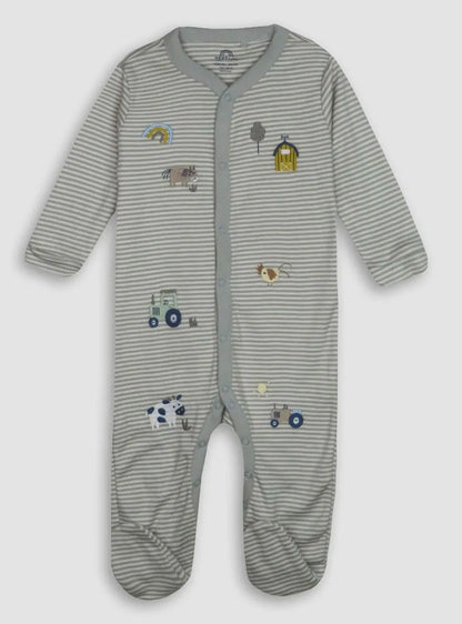 One Month Baby 3 pack Sleepsuits Assorted