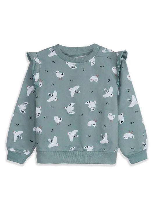 Baby Girls Green Bird Pullover Sweatshirt