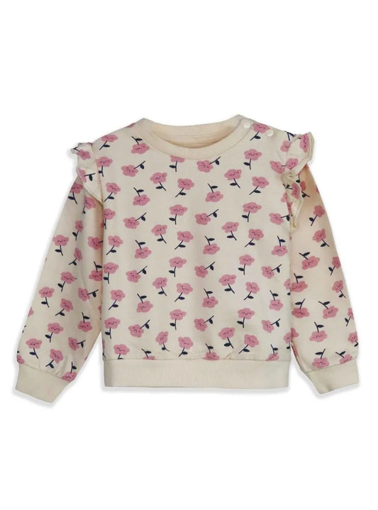 Baby Girls Beige AOp Pullover Sweatshirt