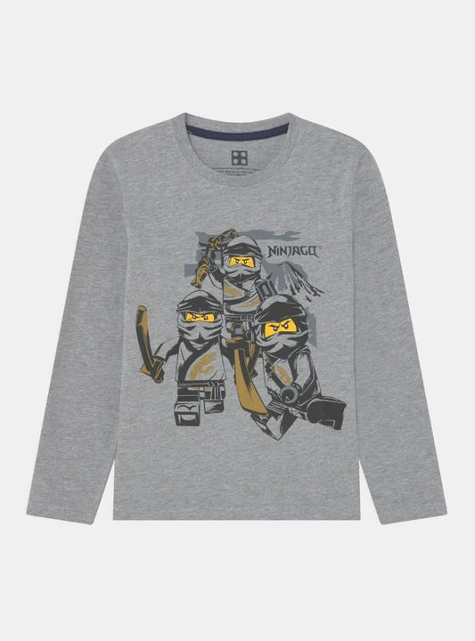 Boys Long Sleeve T Shirt Grey Melange