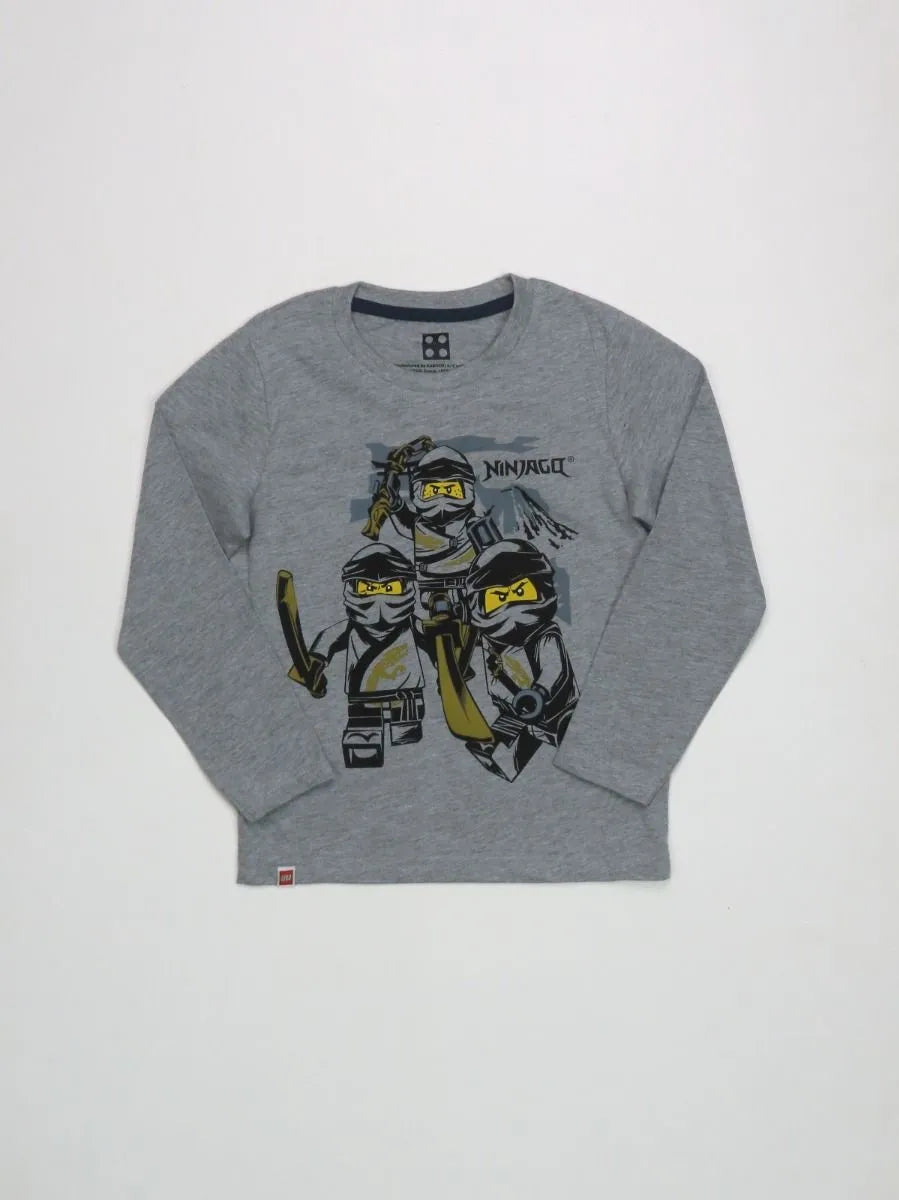 Boys Long Sleeve T Shirt Grey Melange