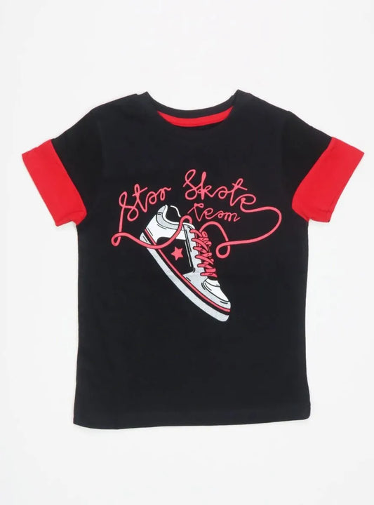 Boys Printed T Shirt Black